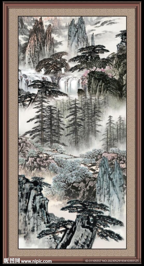 竖幅山水画 