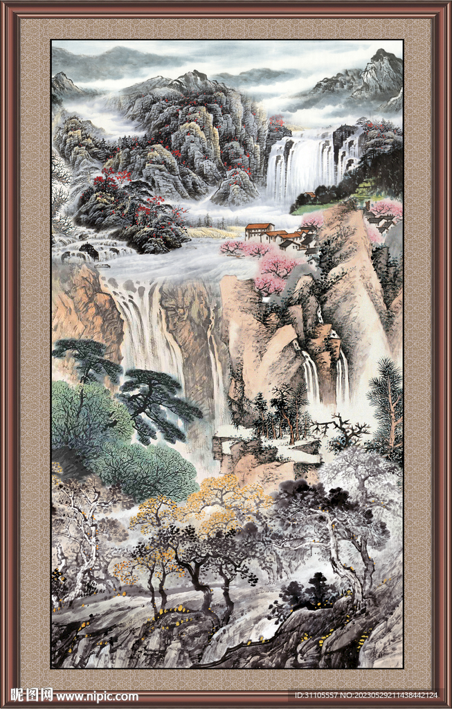 竖幅山水画 