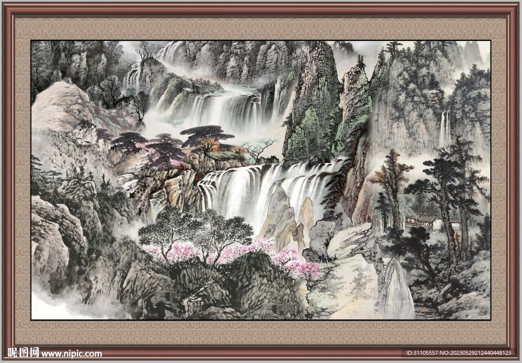 中堂画国画 国画中堂画 风景
