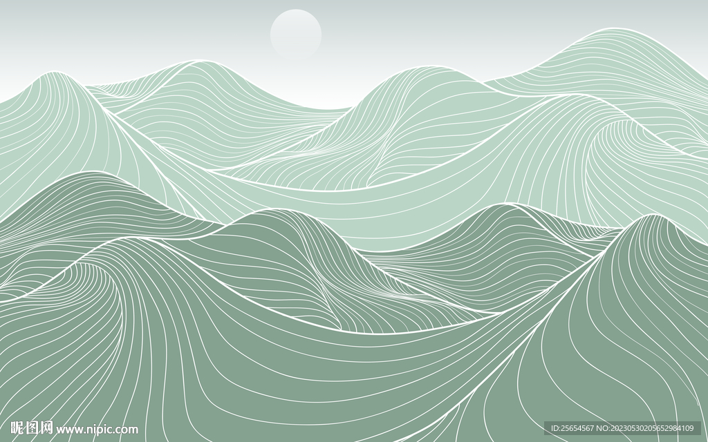 清新淡雅山背景墙