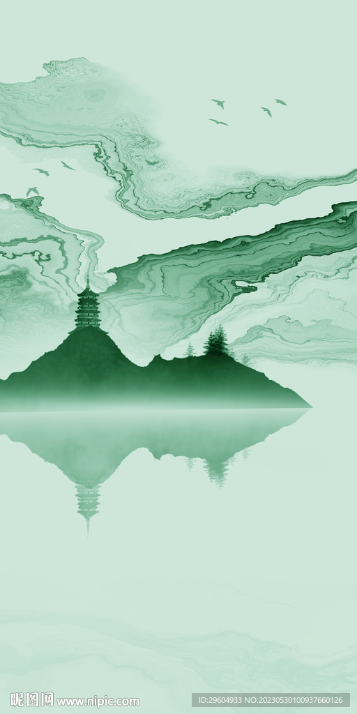 爆款 高清玄关山水 tIf分层