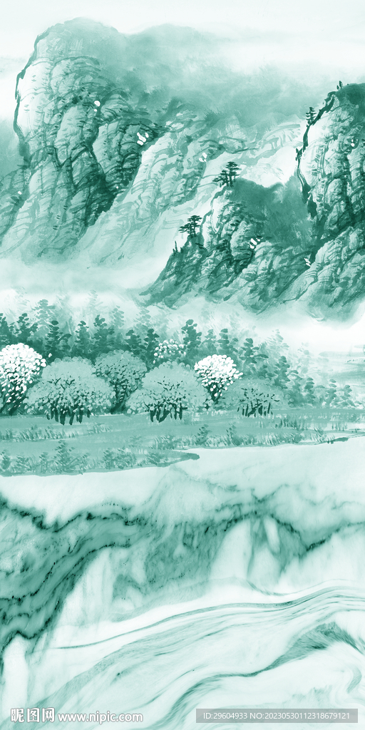 人气 玄关轻奢山水 tIF分层