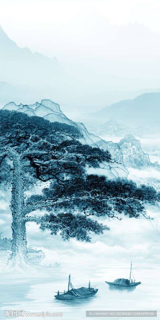 高清 玄关框画山水 tIf分层