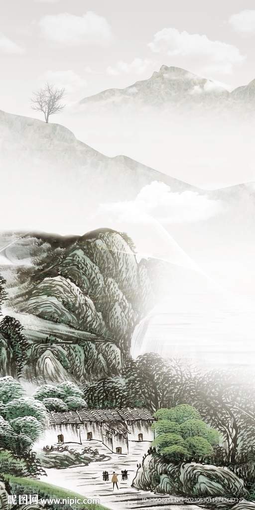 古风 玄关轻奢山水 tIF分层