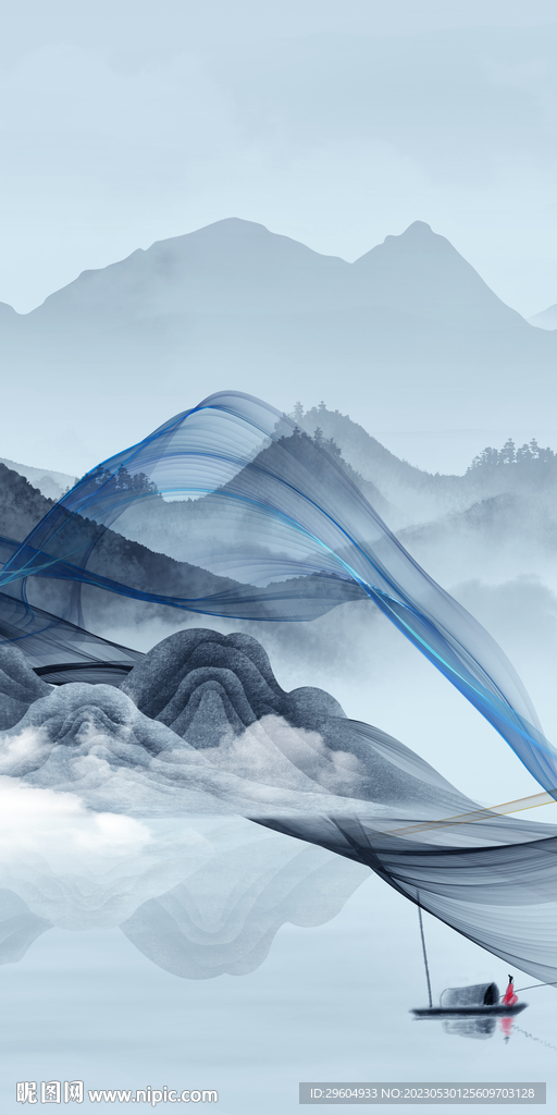 高端 玄关新款山水 tIF分层