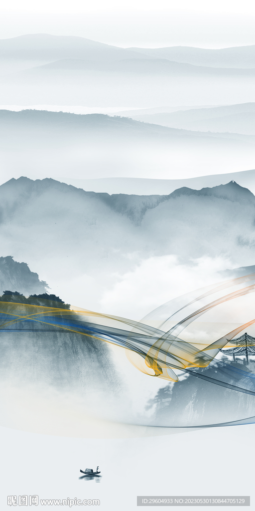 高端 清晰玄关山水 tIF分层