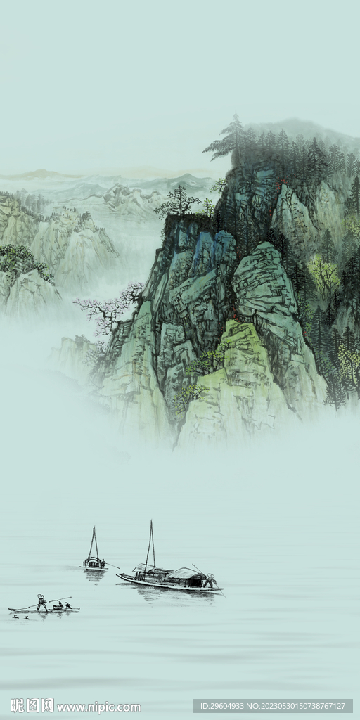 高清 简奢玄关山水 tIF分层