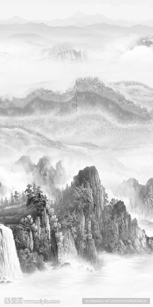 新款 轻奢玄关山水 TIF分层