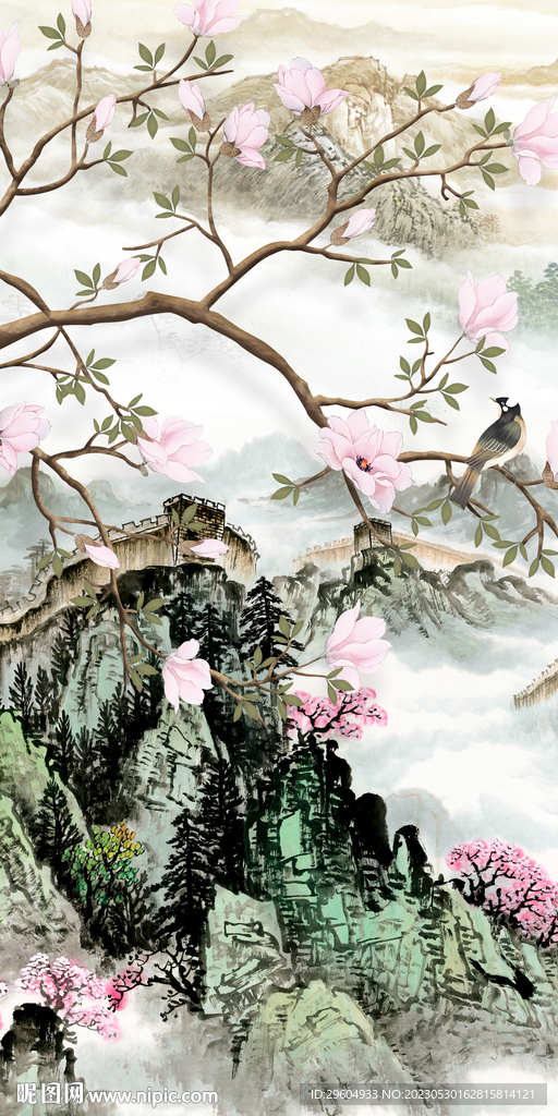 高端 极简玄关山水 tIF分层