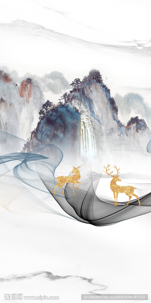 现代 最新中式山水 tIF分层