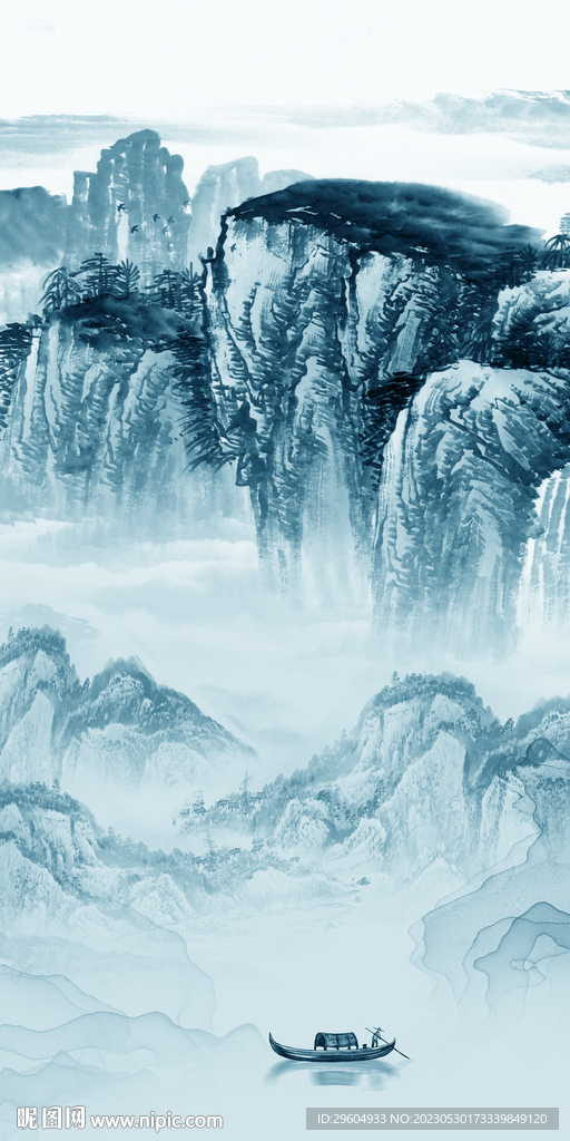 高端 轻奢玄关山水 TIF分层