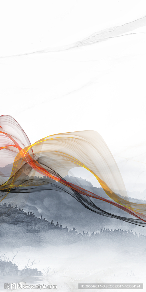 高档 简约玄关山水 TIF分层