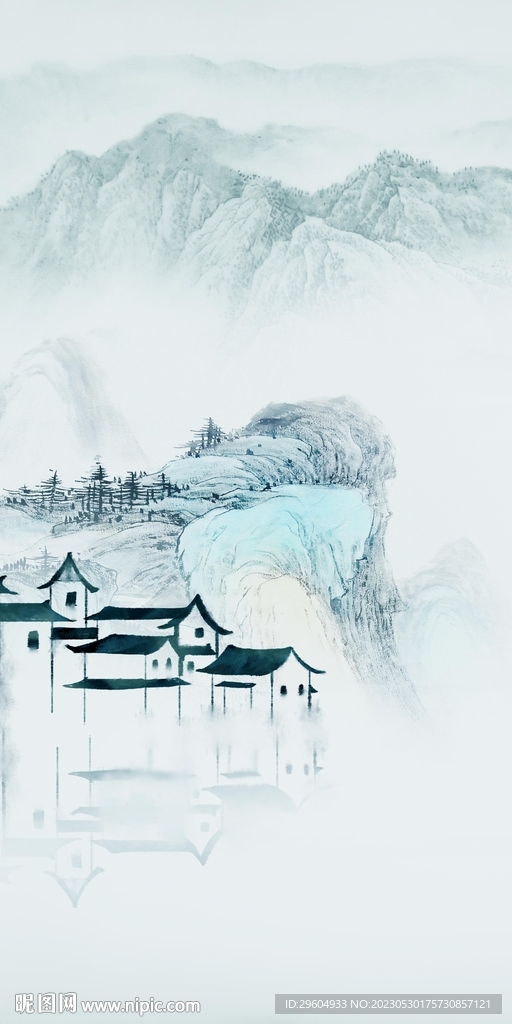 现代 高端中式山水 tIF分层