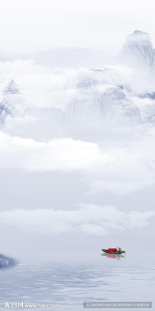 高清 高端中式山水 tIF分层