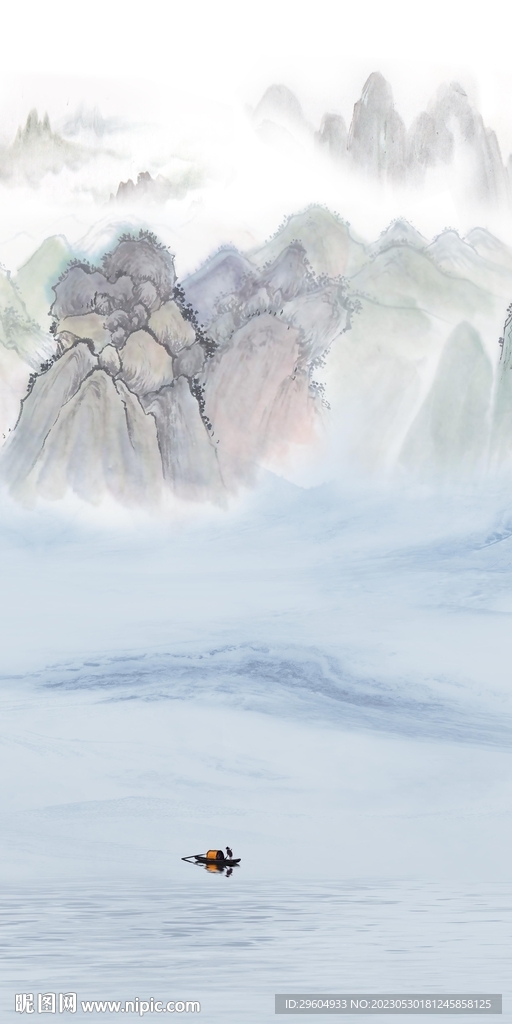 人气 高端中式山水 tIF分层