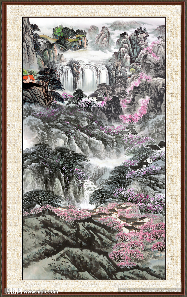 招财山水图 