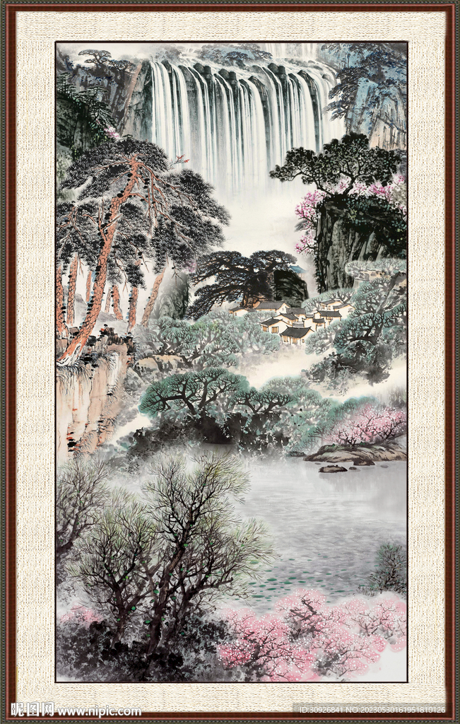 招财山水图 