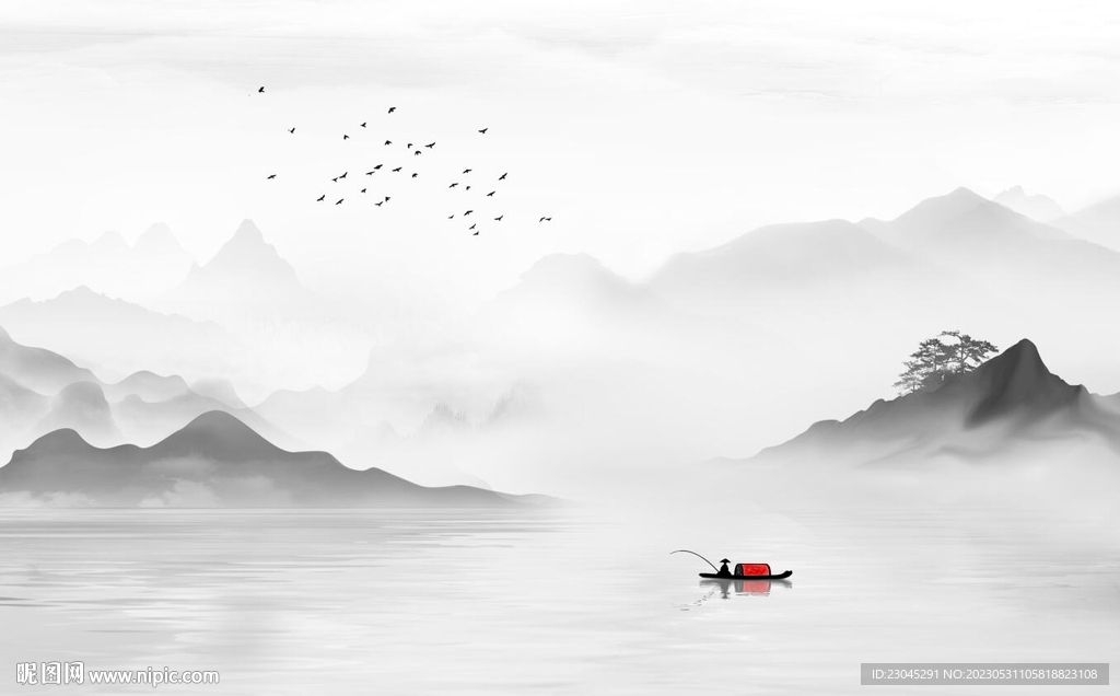 新中式山水背景墙