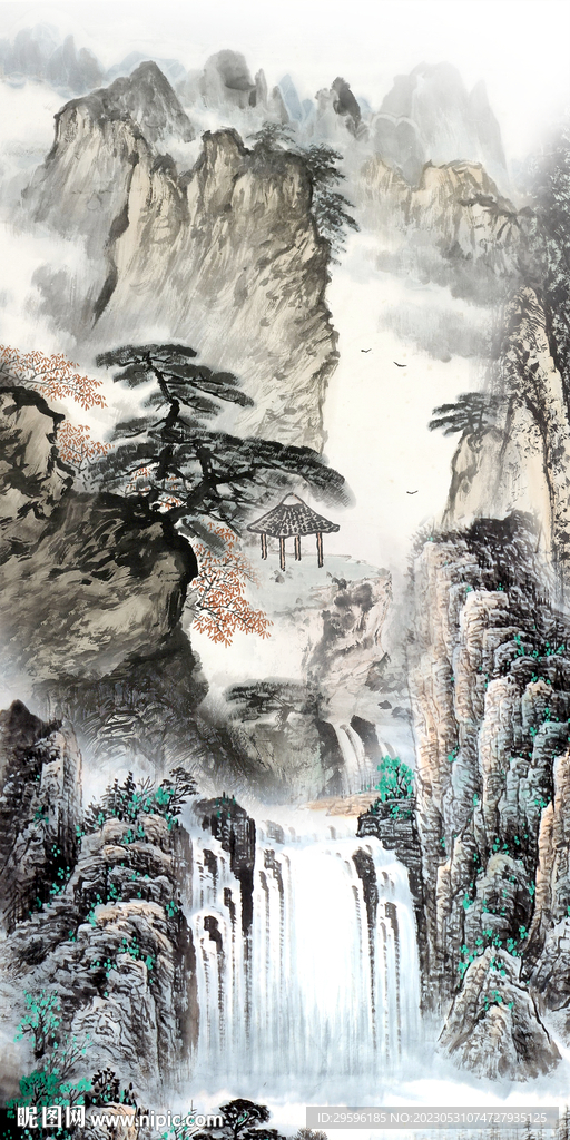 中式 玄关高清山水 Tif分层