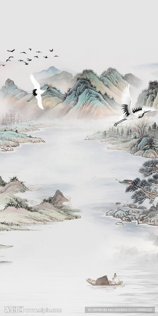 古风 玄关高清山水 Tif分层