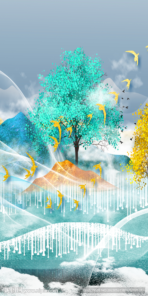 奢华 高端山水玄关 tIf分层