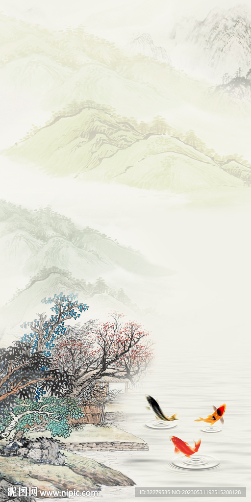 古风 高端山水玄关 tIf分层