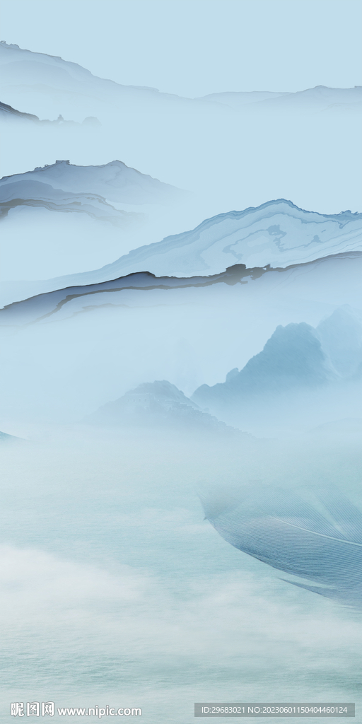 高清 极简山水玄关 Tif分层