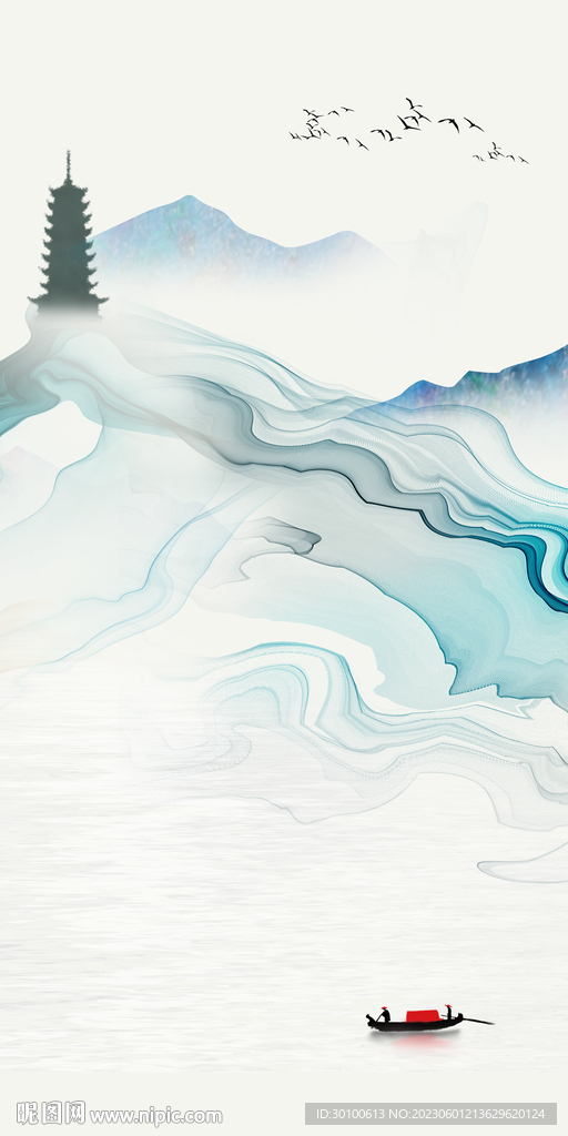 高档 简奢山水玄关 tiF分层