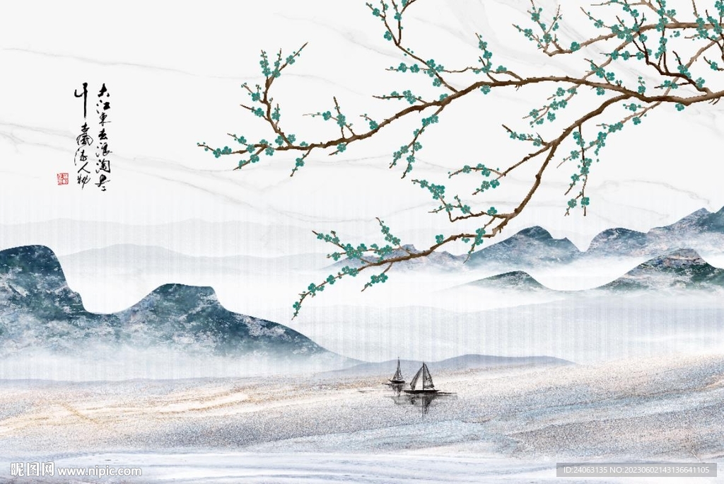 新中式花鸟背景墙