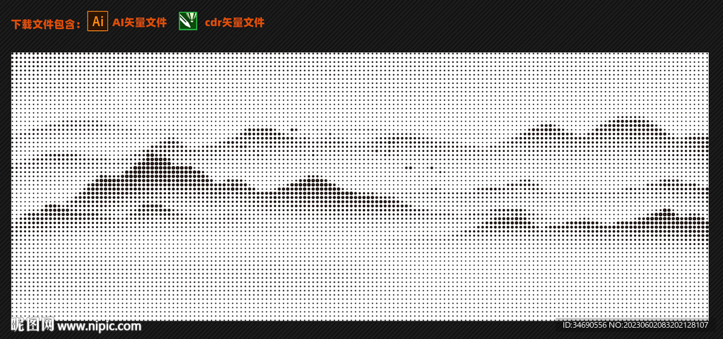 圆点水墨山水激光镂空图
