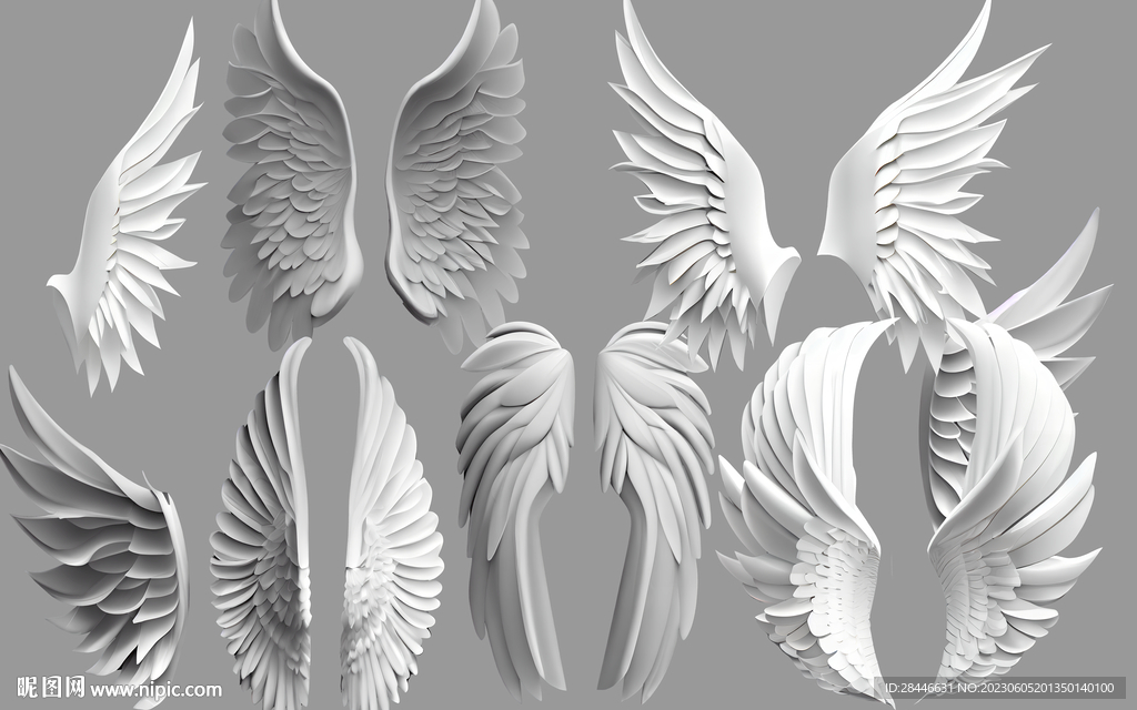 立体翅膀元素 