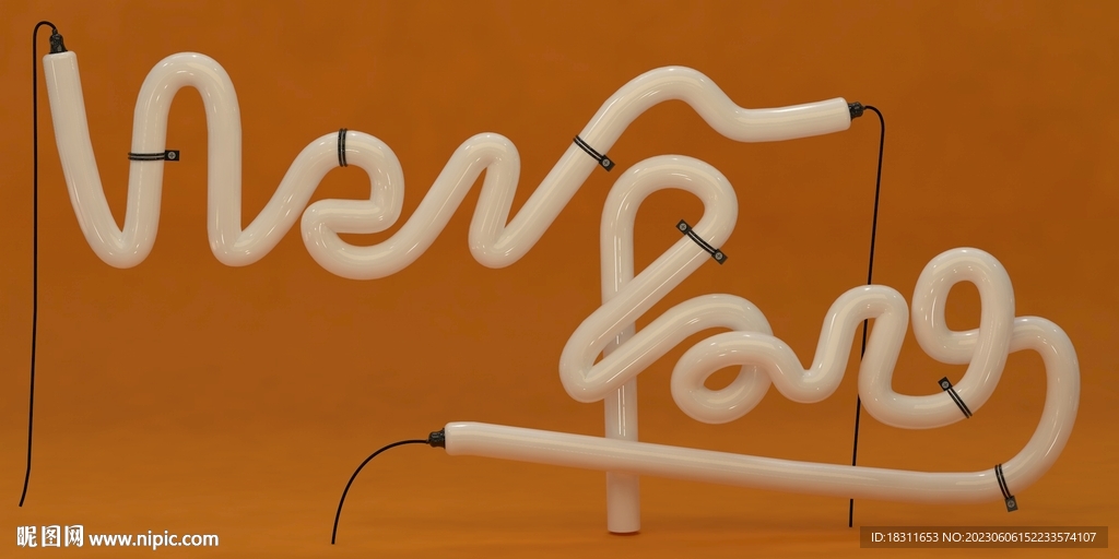 C4D 灯管字  模型渲染