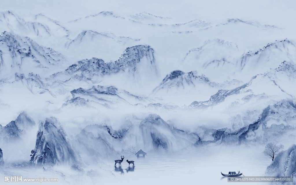 高档 极简中式山水 TiF分层