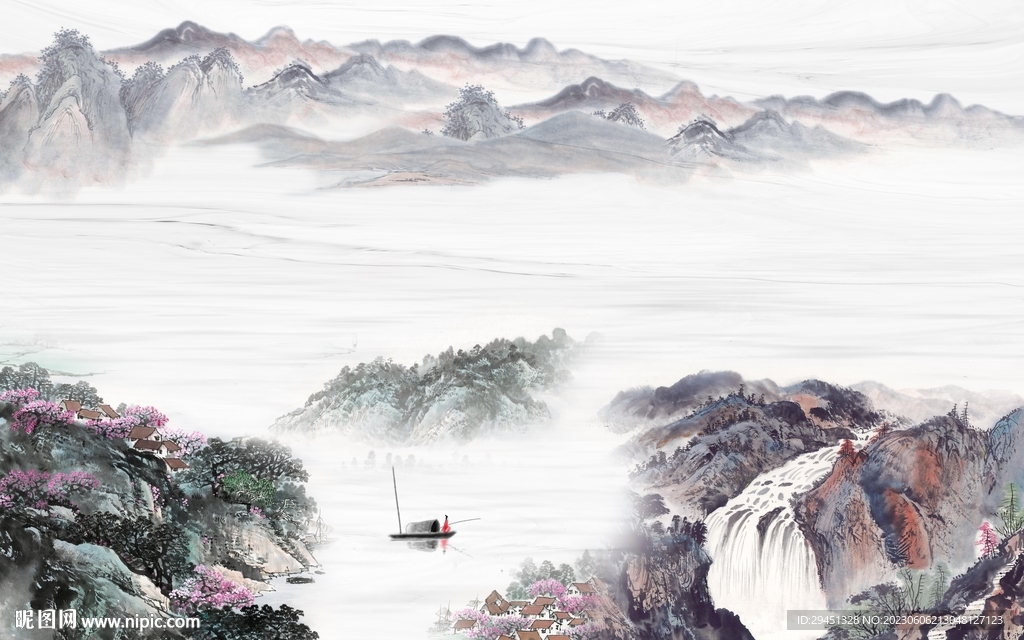 爆款 高清中式山水 Tif分层