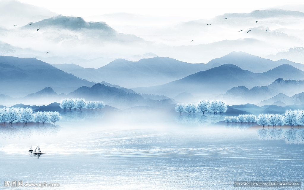 新款 高清中式山水 Tif分层