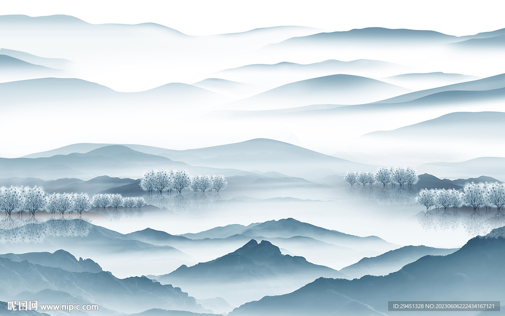 大气 中式背景山水 tif分层