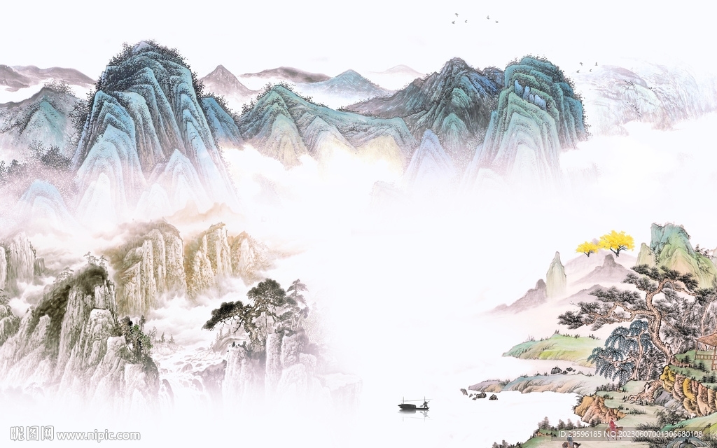 清晰 轻奢客厅山水 TIF分层