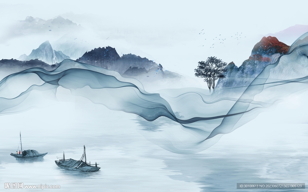 爆款 高端电视山水 tif分层