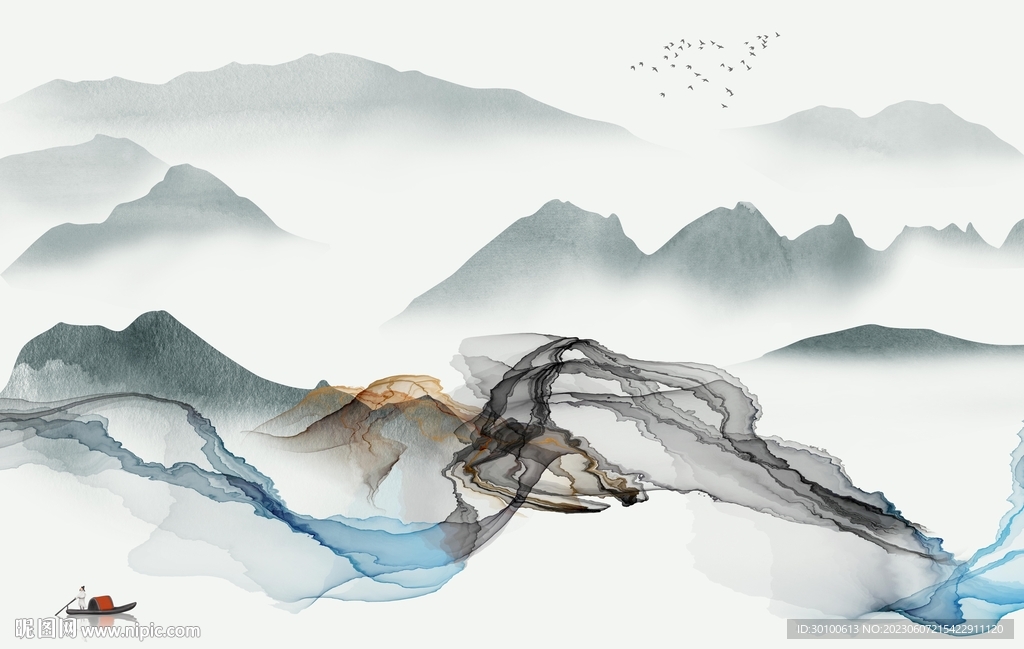 简约 高端电视山水 tif分层