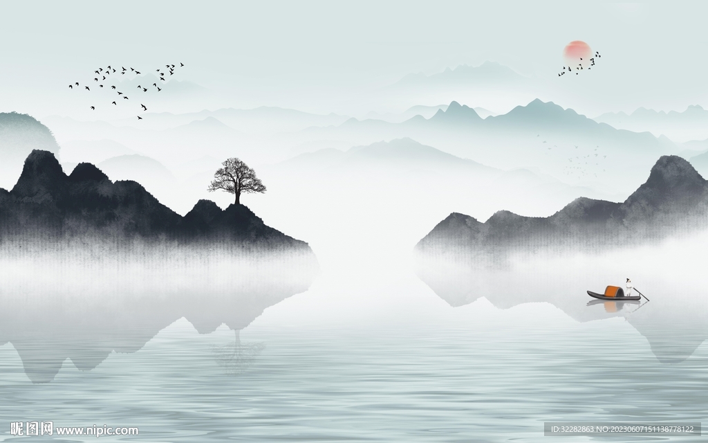 新品 别墅中式山水 tIf分层