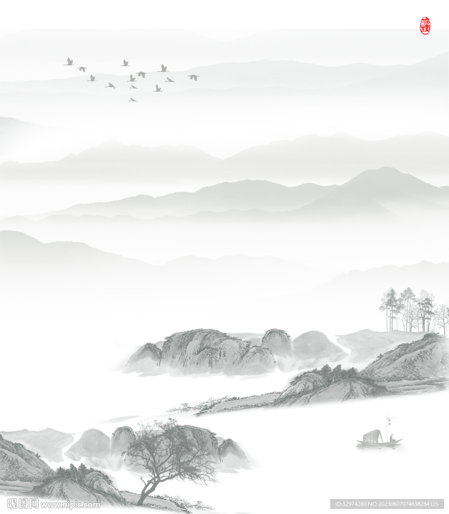水墨山水风景画