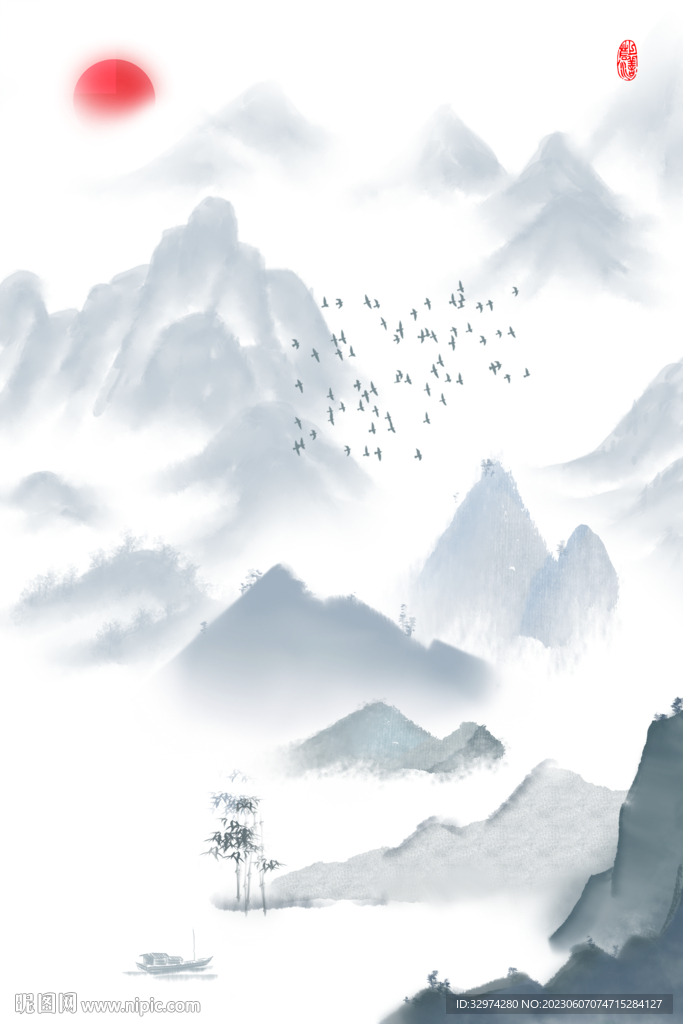 水墨山水风景画