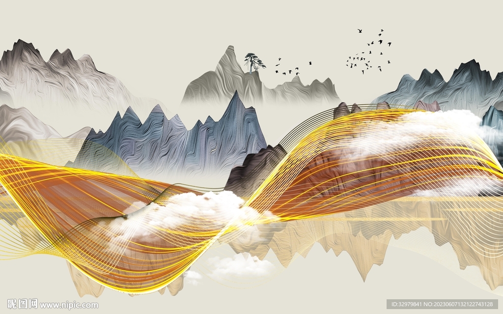 高端 新款极简山水 Tif分层