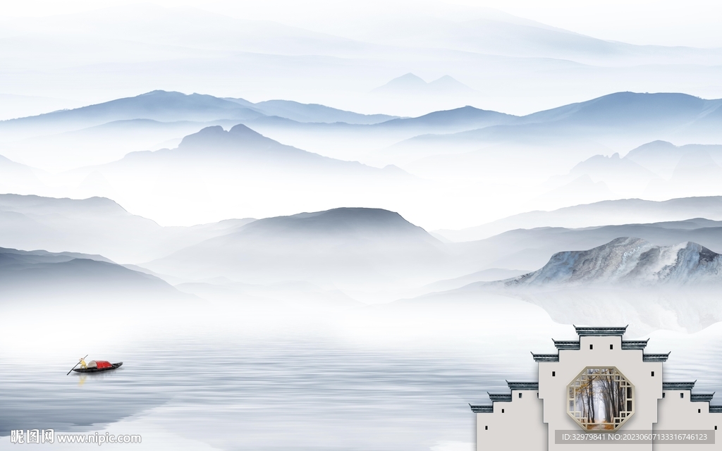 沙发 高档极简山水 Tif分层