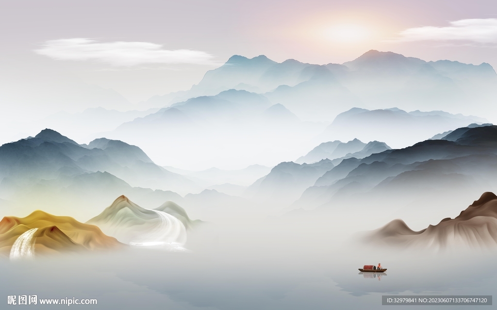 客厅 高档极简山水 Tif分层