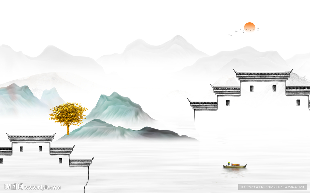 简约 新款极简山水 Tif分层