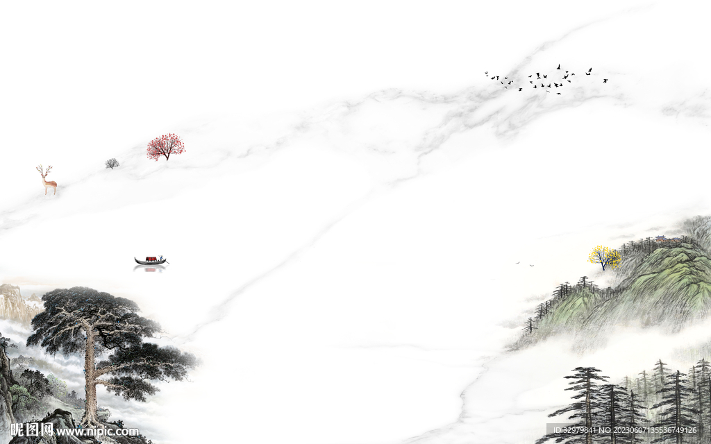 爆款 新传意境山水 tif分层