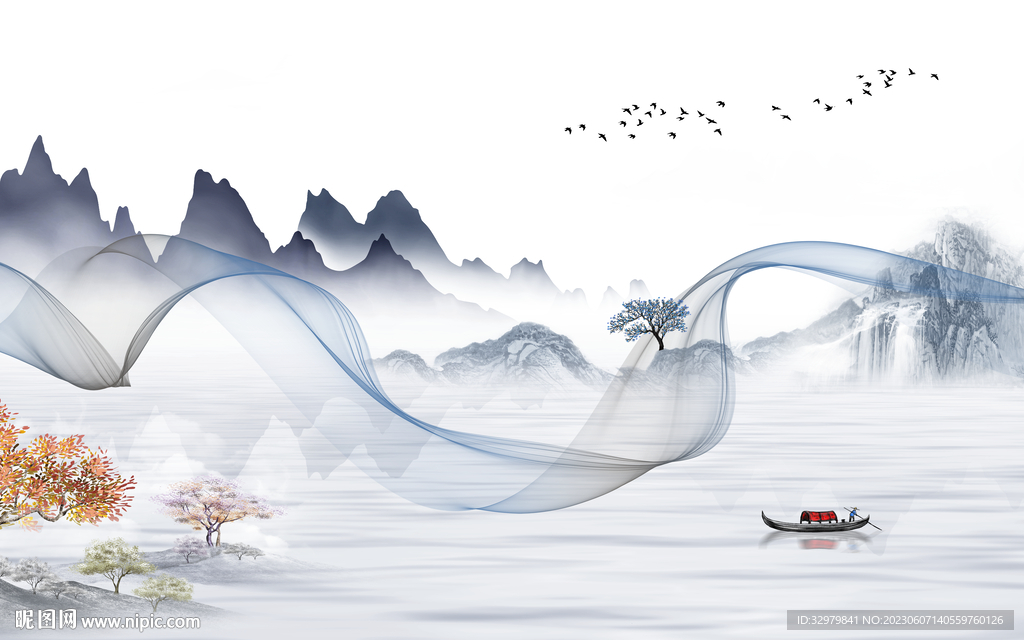 高端 高档极简山水 Tif分层