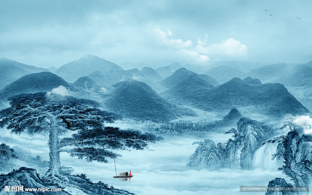 高档 新款背景山水 tIf分层