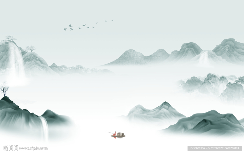 现代 简约新款山水 tiF分层